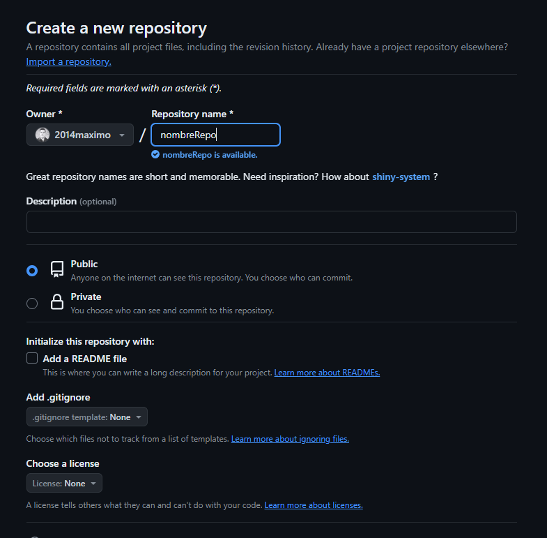 Crear nuevo repositorio en Github
